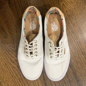 Men’s white and floral Vans - size 8